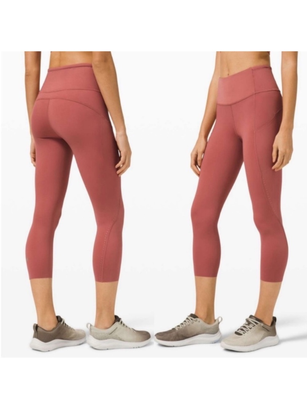 Lululemon Fast and Free High Rise Crop 21" Elite in Cherry Tint Size 8